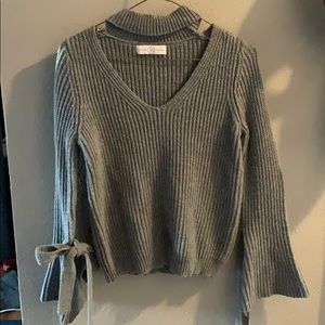 Grey sweater with bell sleeves